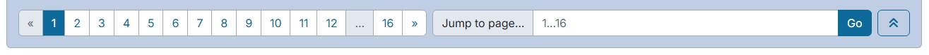 Buttons for pages 1 through 12 and 16, the input field to jump to a specific page, and a button with upward-pointing arrows.