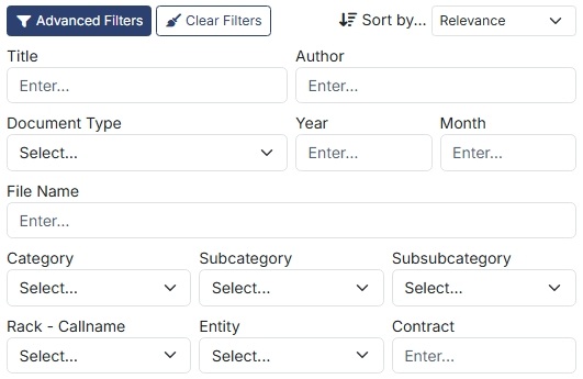 Input fields for advanced filters.