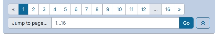Buttons for pages 1 through 12 and 16, the input field to jump to a specific page, and a button with upward-pointing arrows.